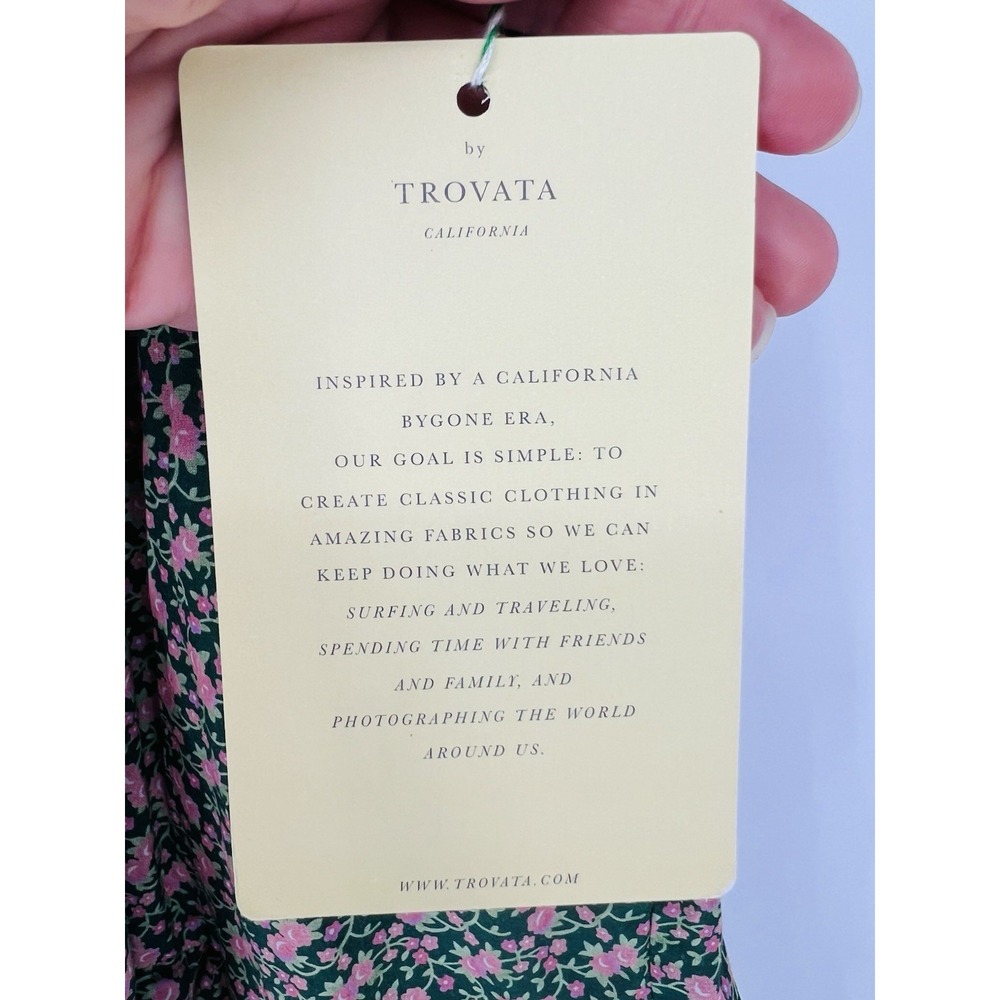 Travota Birds Of Paradise Nellie Dress "Sweet Melba" Midi Green/Pink Floral XS - Picture 6 of 12